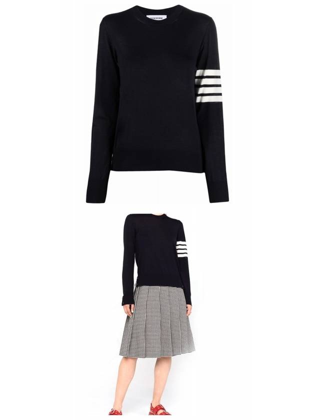 4-Bar Merino Jumper Wool Knit Top Navy - THOM BROWNE - BALAAN 6