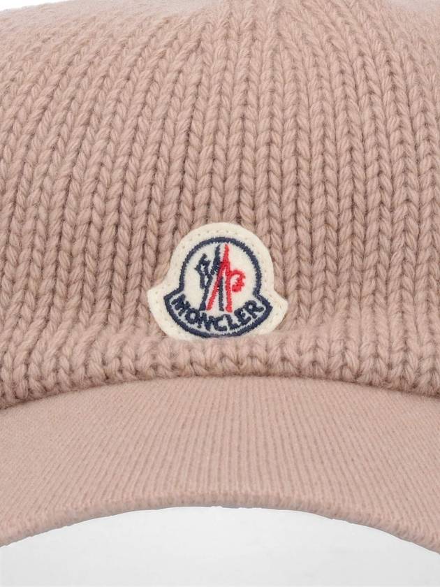 Logo Knit Cotton Ball Cap Pink - MONCLER - BALAAN 4