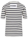 Striped Cotton Short Sleeve T-Shirt Navy Beige - JIL SANDER - BALAAN 2