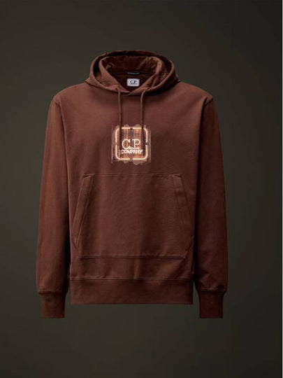 Metropolis Series Logo Print Fleece Hoodie Rum Raisin Red - CP COMPANY - BALAAN 2