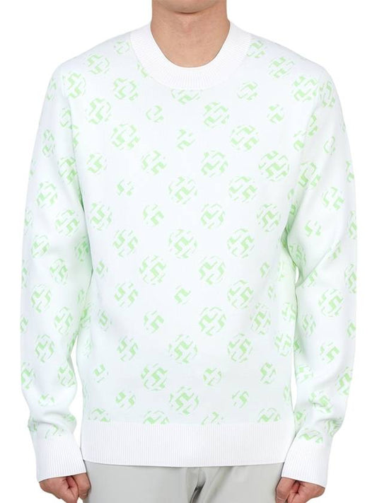 Men's Golf Gus Jacquard Crew Neck Sweatshirt White - J.LINDEBERG - BALAAN 2