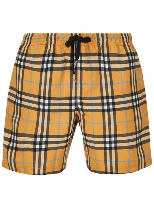 Check Drawstring Swim Shorts Orange - BURBERRY - BALAAN 2