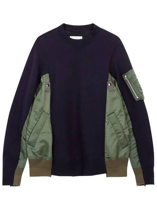 Men's Nylon Mix Sponge Sweatshirt Navy 270046 - SACAI - BALAAN 1