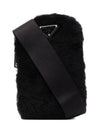 Triangle Logo Fur Mini Cross Bag Black - PRADA - BALAAN 1