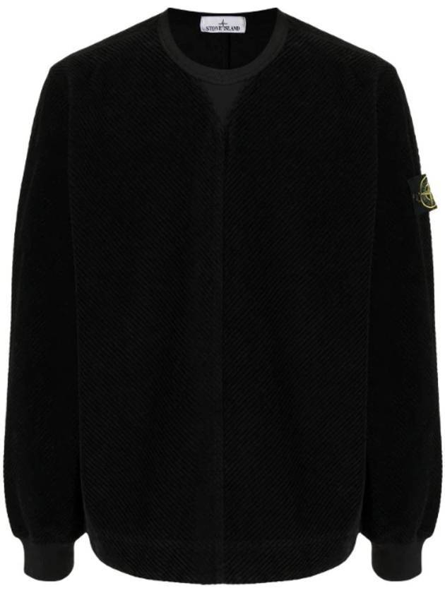 Waffen Patch Corduroy Sweatshirt Black - STONE ISLAND - BALAAN 1