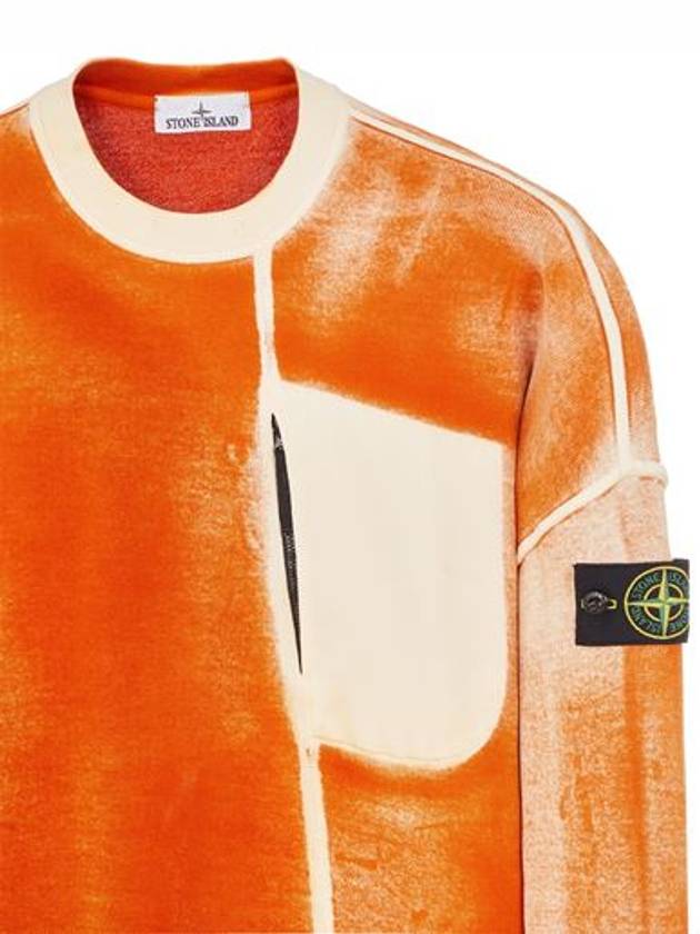 Hand Sprayed Airbrush Treatment Crew Neck Sweatshirt  Orange - STONE ISLAND - BALAAN 5