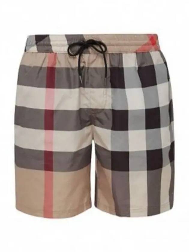 ExaGGerated Check Drawcord Swim Shorts Archive Beige - BURBERRY - BALAAN 2