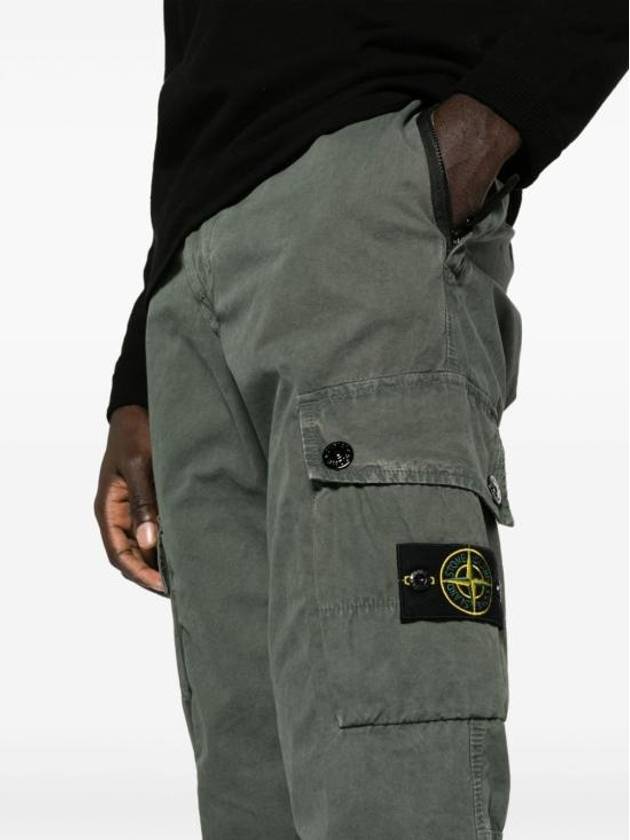 Wappen Patch Old Treatment Slim Fit Cargo Straight Pants Musk Green - STONE ISLAND - BALAAN 3