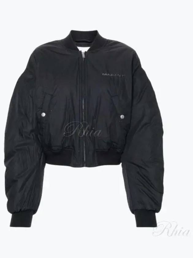 Bessime Embroidered Logo Bomber Jacket Faded Black - ISABEL MARANT - BALAAN 2