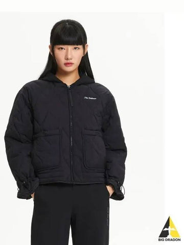 NBNQE4W902 WOMEN Hooded quilted semi crop padded jacket BLACK - NEW BALANCE - BALAAN 1