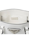 Triangle Logo Brushed Leather Small Tote Bag White - PRADA - BALAAN 4