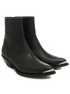 Leon Metal Toe Shiny Calfskin Zipped Ankle Boot Black - CELINE - BALAAN 2