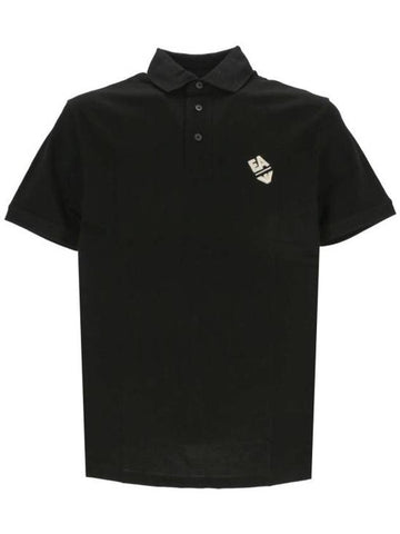 Logo Embroidery Cotton Polo Shirt Black - EMPORIO ARMANI - BALAAN 1