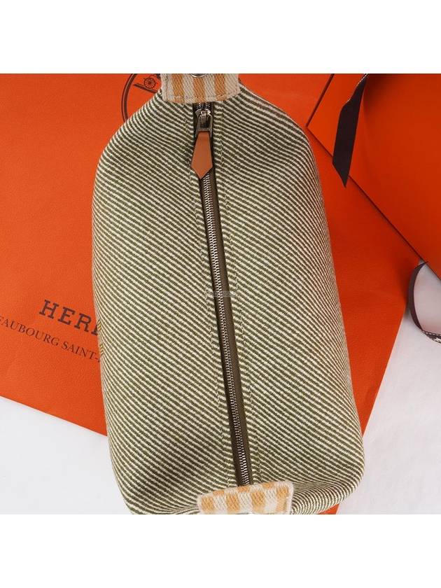 Bride A Brac H Natte Small Pouch Bag Wool Vert Foret - HERMES - BALAAN 7