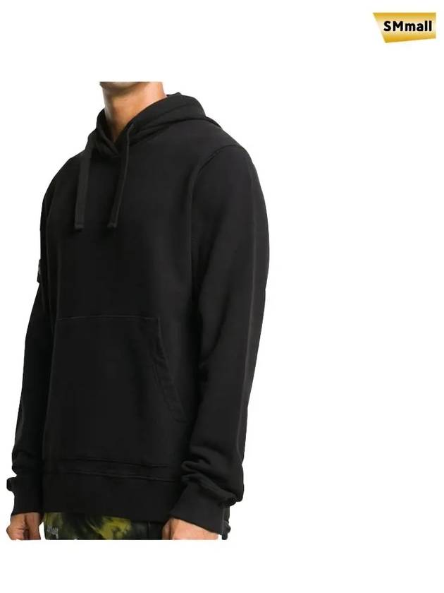 Wappen Patch Cotton Fleece Hoodie Black - STONE ISLAND - BALAAN 4