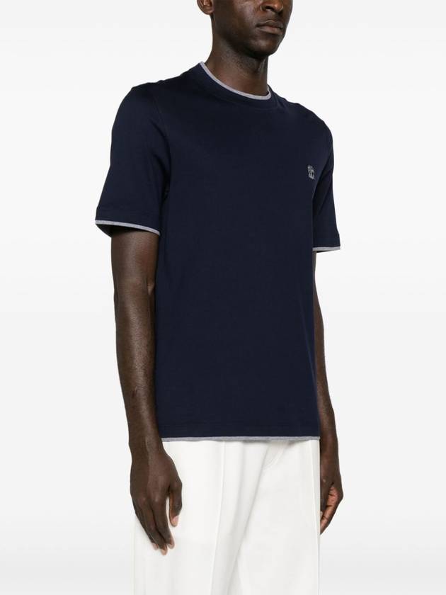 Cotton Short Sleeve T-Shirt Navy - BRUNELLO CUCINELLI - BALAAN 5