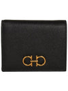 Gancini Compact Half Wallet Black - SALVATORE FERRAGAMO - BALAAN 2