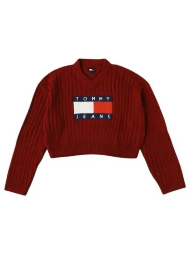 Tommy Hilfiger JEANS V NECK CENTER FLAG SWEATER DW18528 XKG knit - TOMMY HILFIGER - BALAAN 1