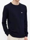 Tricolor Fox Patch Classic Round Neck Knit Top Navy - MAISON KITSUNE - BALAAN 4