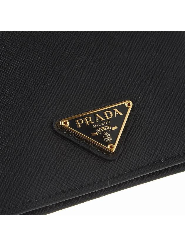 Gold Hardware Triangle Logo Saffiano Half Wallet Black - PRADA - BALAAN 7