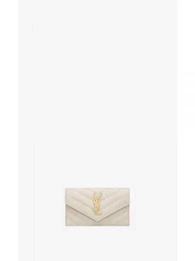 Cassandre Matelasse Fragment Lambskin Flap Card Wallet Blanc Vintage - SAINT LAURENT - BALAAN 2