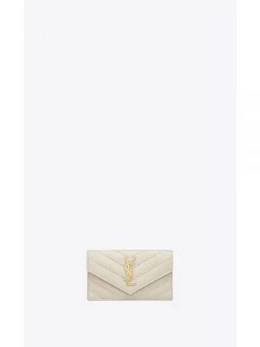 Cassandre Matelasse Fragment Lambskin Flap Card Wallet Blanc Vintage - SAINT LAURENT - BALAAN 2