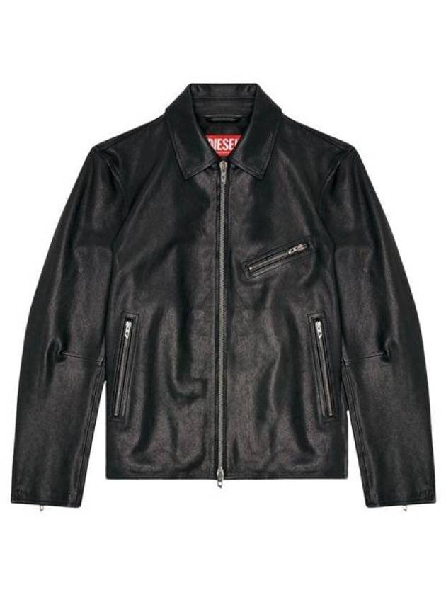 L Korn Leather Jacket Black - DIESEL - BALAAN 2