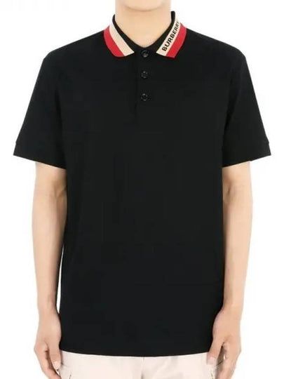 Logo Stripe Short Sleeve Polo Shirt Black - BURBERRY - BALAAN 2