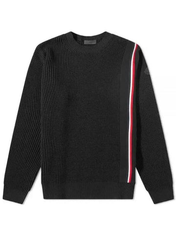 Tricolor Crew Neck Knit Top Black - MONCLER - BALAAN 1