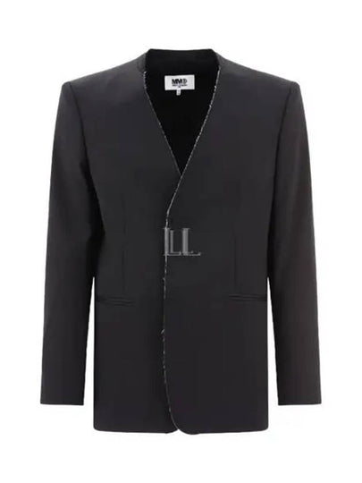 Raw Edge Button Fastening Pocket Jacket Black - MAISON MARGIELA - BALAAN 2