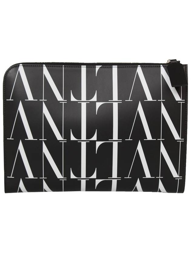 All Over VLTN Logo Clutch Bag Black - VALENTINO - BALAAN 3