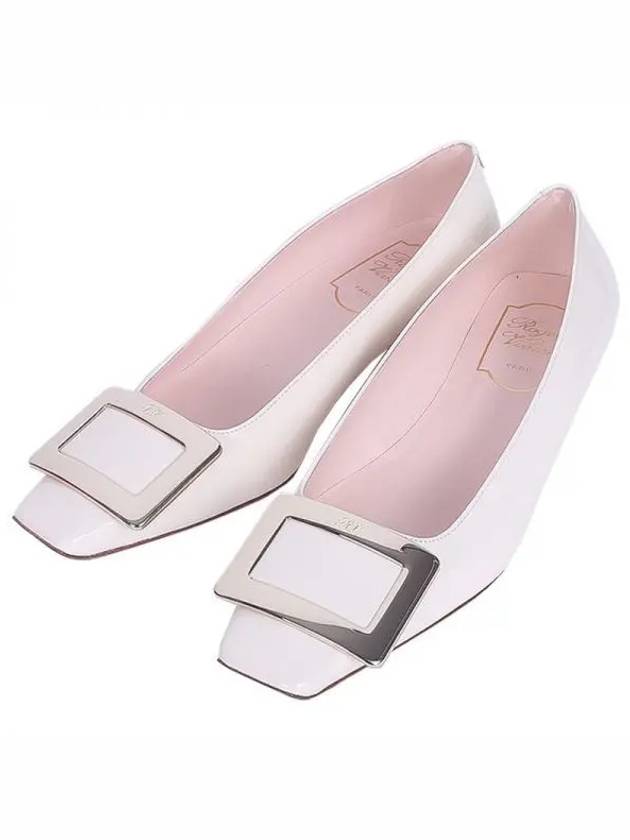 Women's Belle Vivier Metal Buckle Pumps Flat Shoes Cream - ROGER VIVIER - BALAAN 2