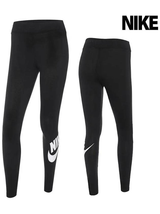 Essentials High Waist Logo Leggings Black - NIKE - BALAAN 2