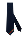 Web Bee Detail Silk Tie Navy - GUCCI - 2