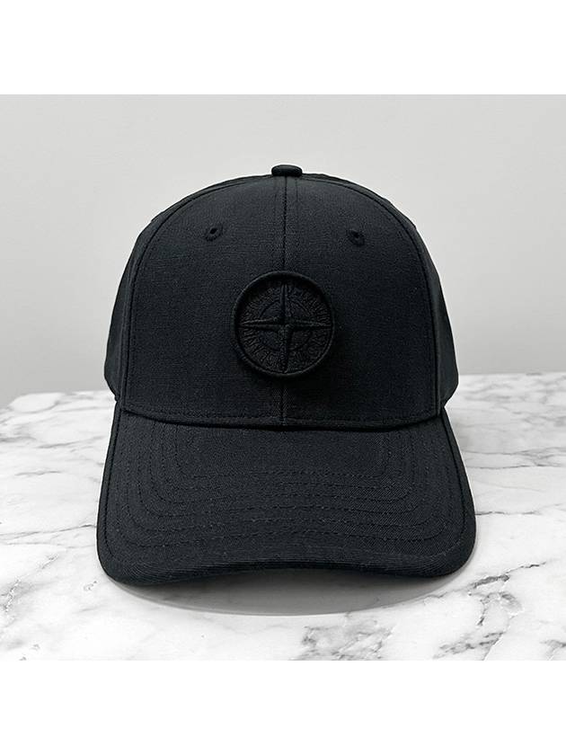 Kids Embroidery Logo Cotton Ball Cap Black - STONE ISLAND - BALAAN 3