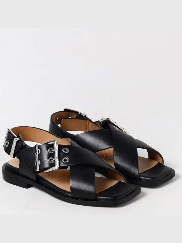 Cross Strap Buckle Sandals Black - GANNI - BALAAN 3