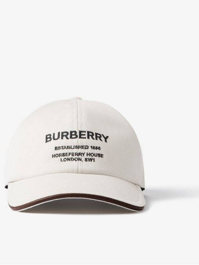 Horseferry Motif Cotton Canvas Ball Cap Ivory - BURBERRY - BALAAN 2