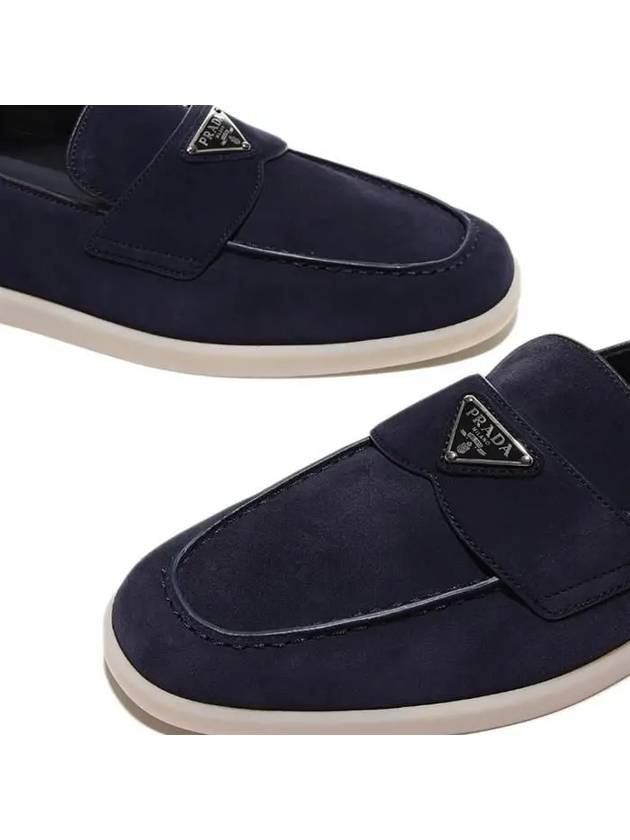 Triangle Logo Suede Loafers Navy - PRADA - BALAAN 6