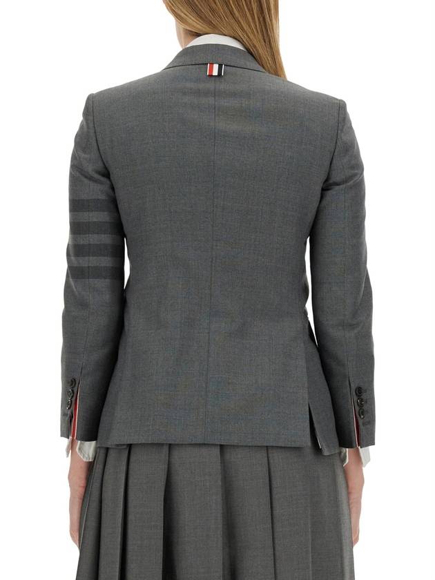 Women's Diagonal Stripe Single Breasted Wool Blazer Jacket Grey - THOM BROWNE - BALAAN 4