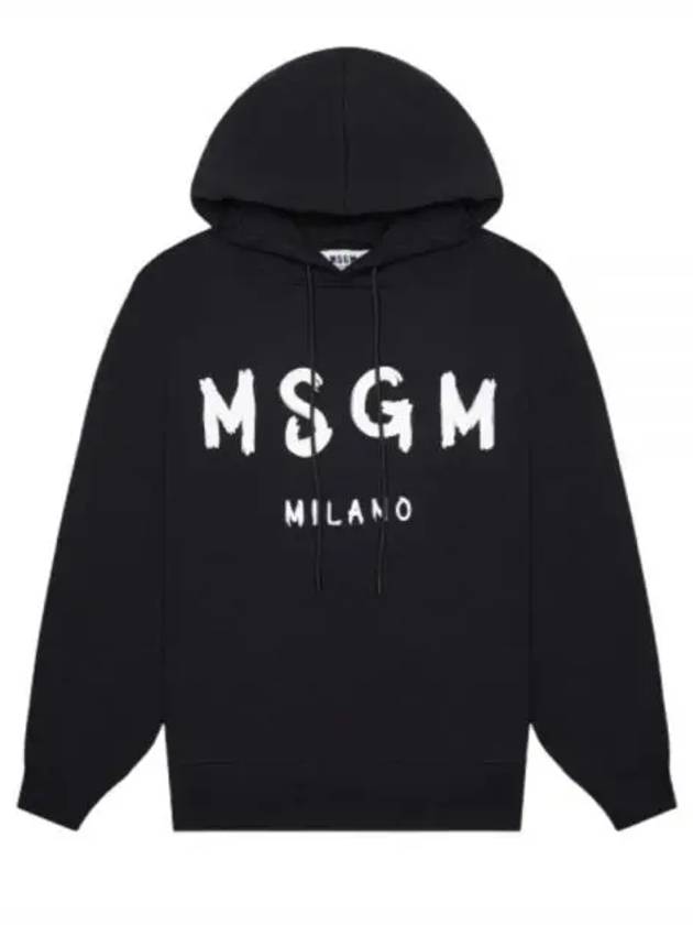 Milano Brushed Logo Print Hoodie Black - MSGM - BALAAN 2