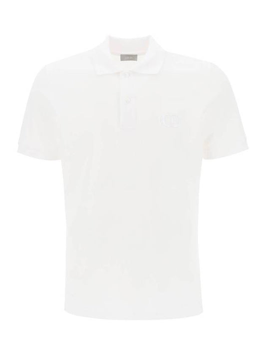 CD Icon Cotton Polo Shirt White - DIOR - BALAAN 1