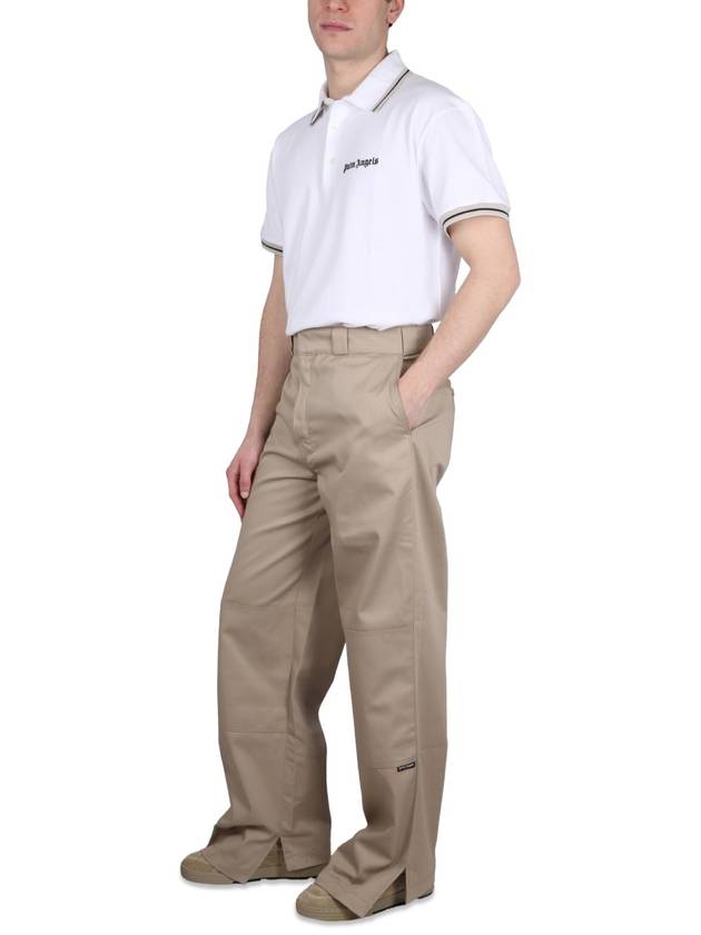 Reversed Waistband Chino Straight Pants Beige - PALM ANGELS - BALAAN 3