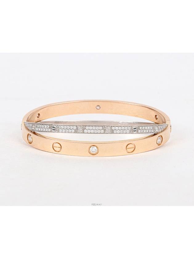 B Love Bracelet Pave Diamond Pink Gold White 17 73878 - CARTIER - BALAAN 2