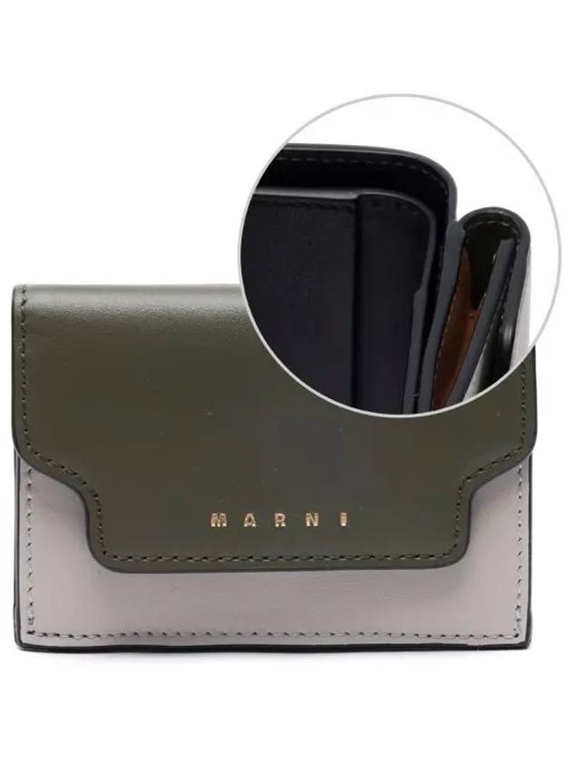 Saffiano Leather Tri-fold Half Wallet Green - MARNI - BALAAN 2