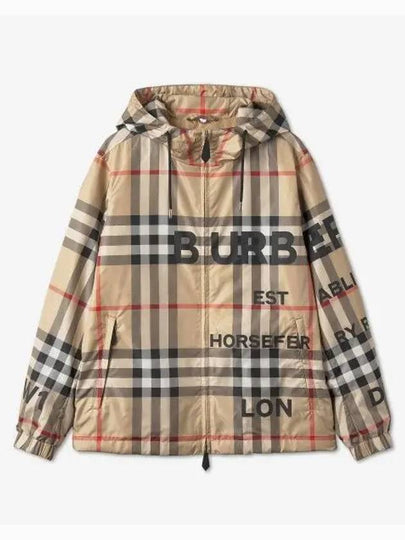 Men's Horseferry Print Check Hoodie Zip-up Beige - BURBERRY - BALAAN 2