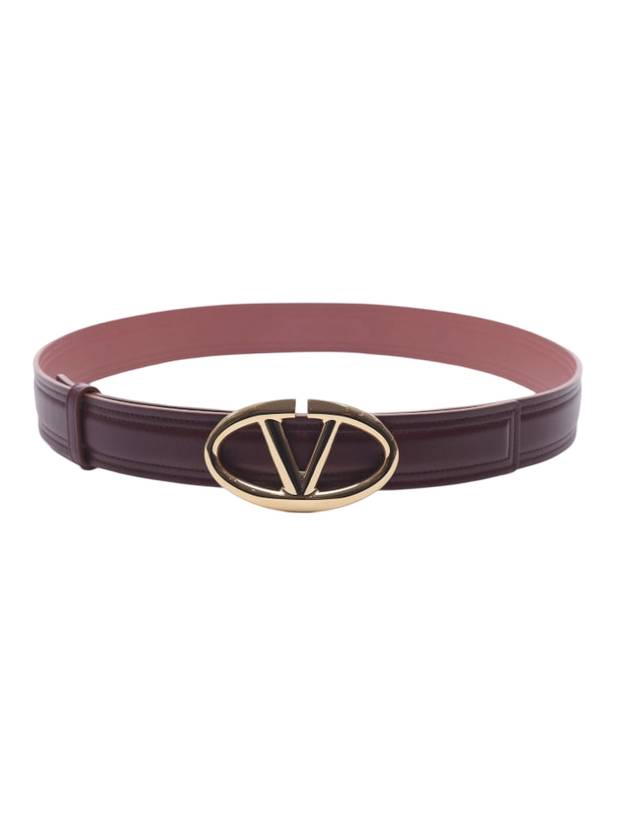 V Logo Reversible Signature Leather Belt Red - VALENTINO - BALAAN 1