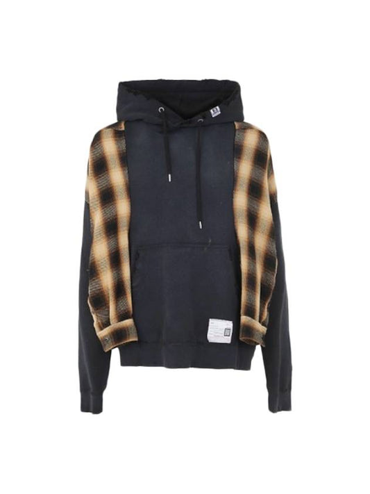 Black Plaid Check Hooded Sweatshirt A10HD551 BLACK - MAISON MIHARA YASUHIRO - BALAAN 1