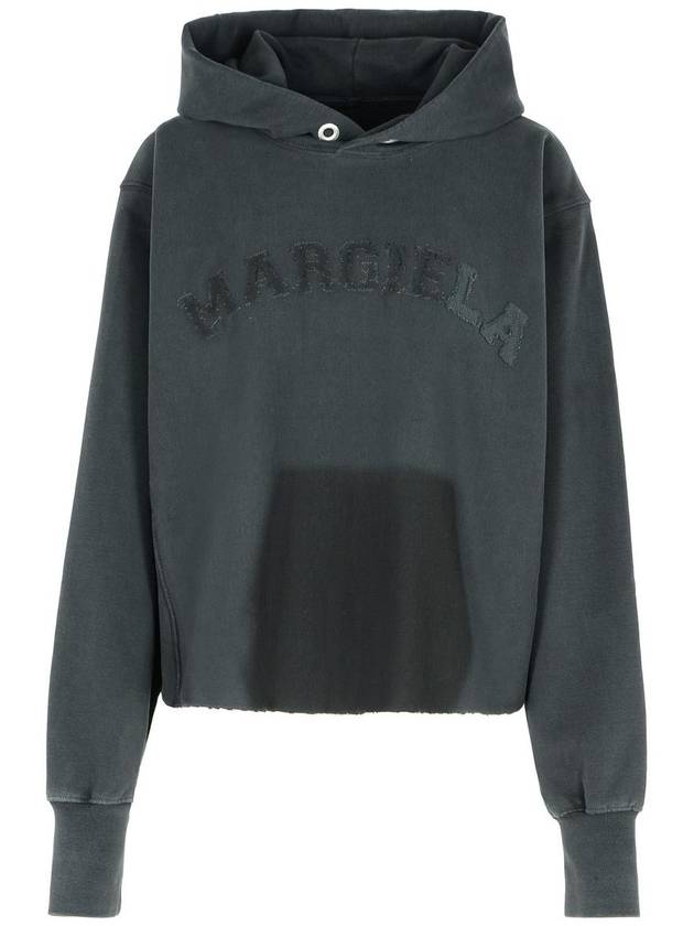 Embroidered Logo Cotton Hoodie Black - MAISON MARGIELA - BALAAN 2