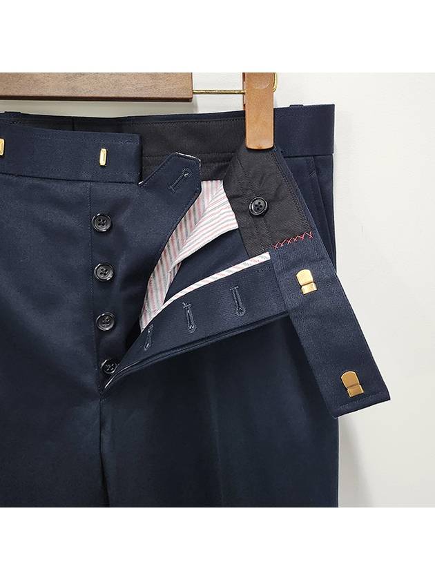 Men's Twill Unconstructed Cotton Straight Pants Navy - THOM BROWNE - BALAAN 8