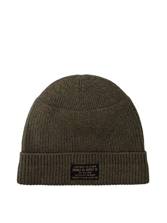 Double RL Patch Cotton Beanie Dark Green - POLO RALPH LAUREN - BALAAN 1